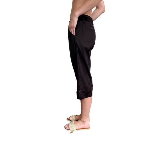 Laundry Shelli Segal Capri Pants Cropped Brown Paper Bag 3/4 Crop Cuffed Size 4 - Picture 2 of 9